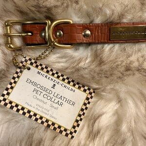 MacKenzie-Childs embossed leather pet collar in chestnut (Small, #97920-003)